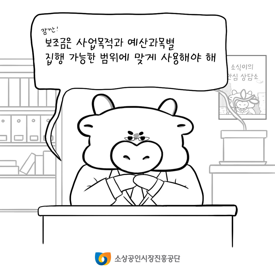 잠깐! 보조금은 사업목적과 예산과목별 집행 가능한 범위에 맞게 사용해야 해